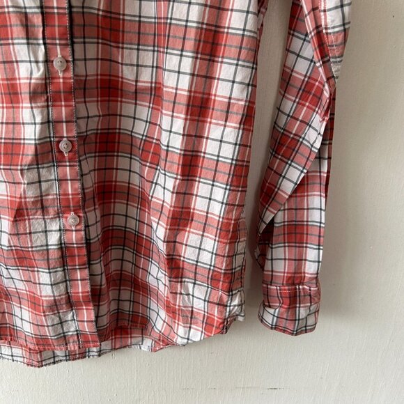 Garnet Hill Blouse Womens Size 4 Red Plaid Collared Button Front Top - Picture 3 of 5